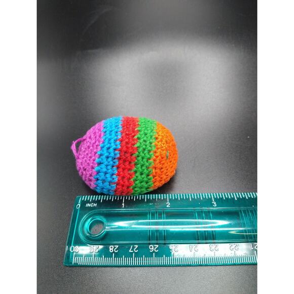 Lot of 5 Vintage 90s Crochet Rainbow Footbags Hacky Sack Style Hippy Bean Bags - Picture 4 of 9